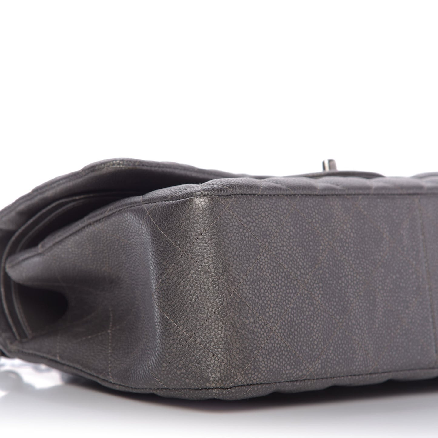 Metallic Caviar Quilted Jumbo Double Flap Dark Silver