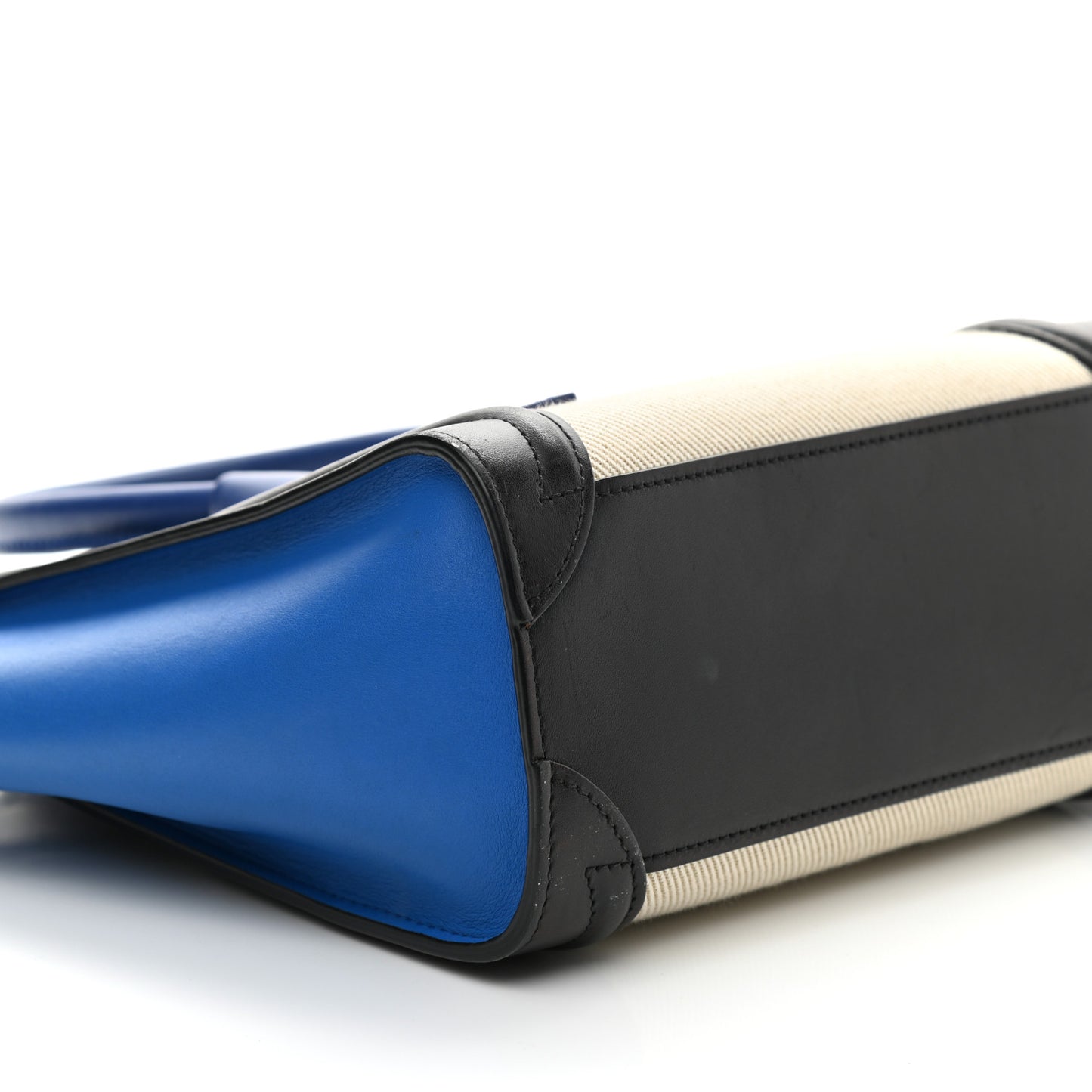 Canvas Smooth Calfskin Nano Tri-Color Luggage Natural Blue