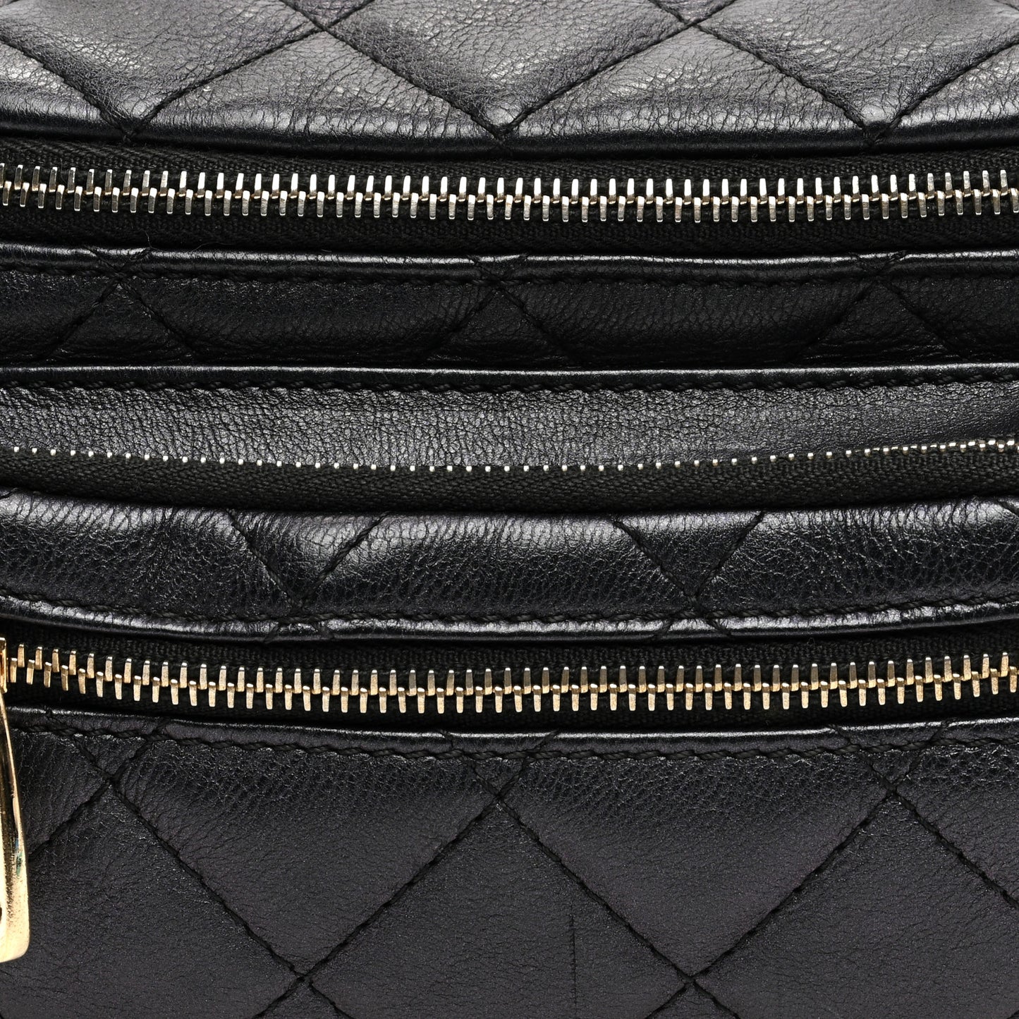 Iridescent Calfskin Quilted All About Waist Belt Bag Black