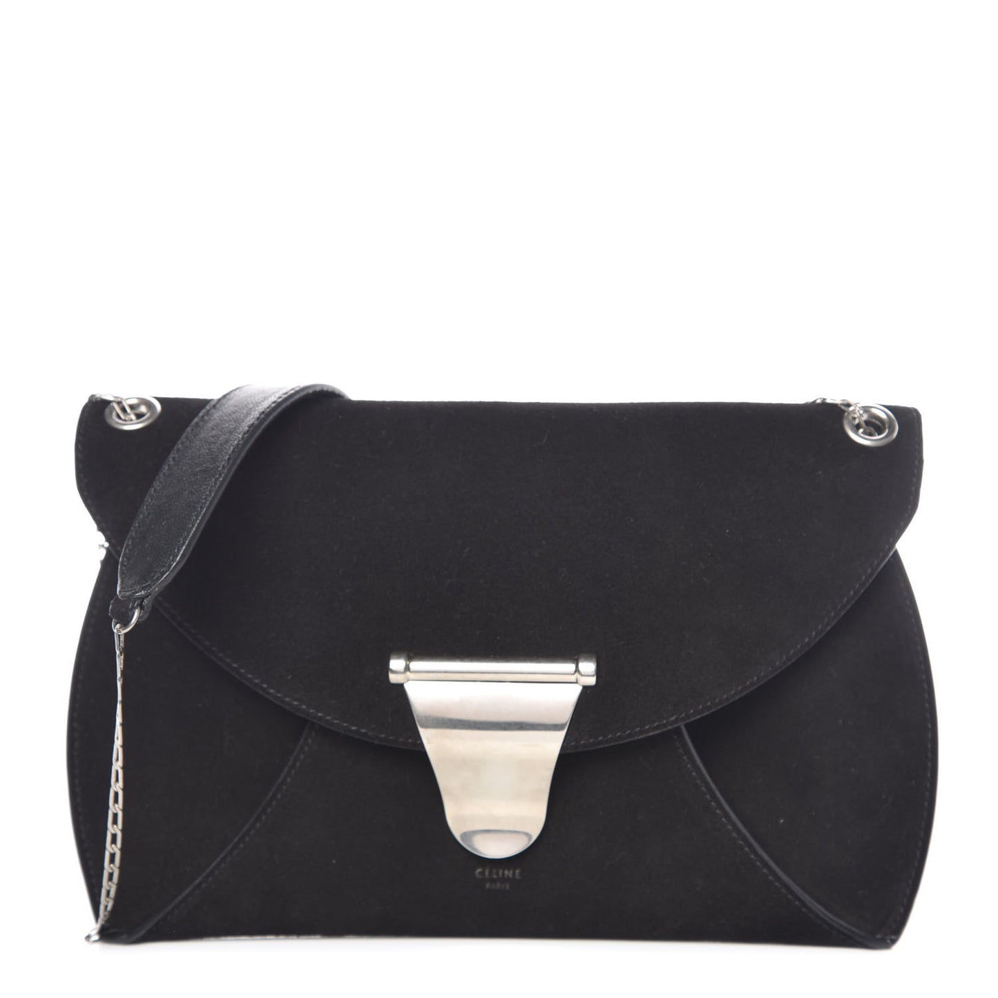 Suede Calfskin Clutch on Chain Black