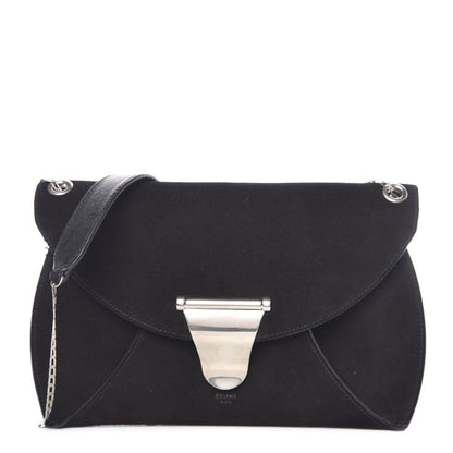 Celine Suede Calfskin Clutch on Chain Black 1 of 11