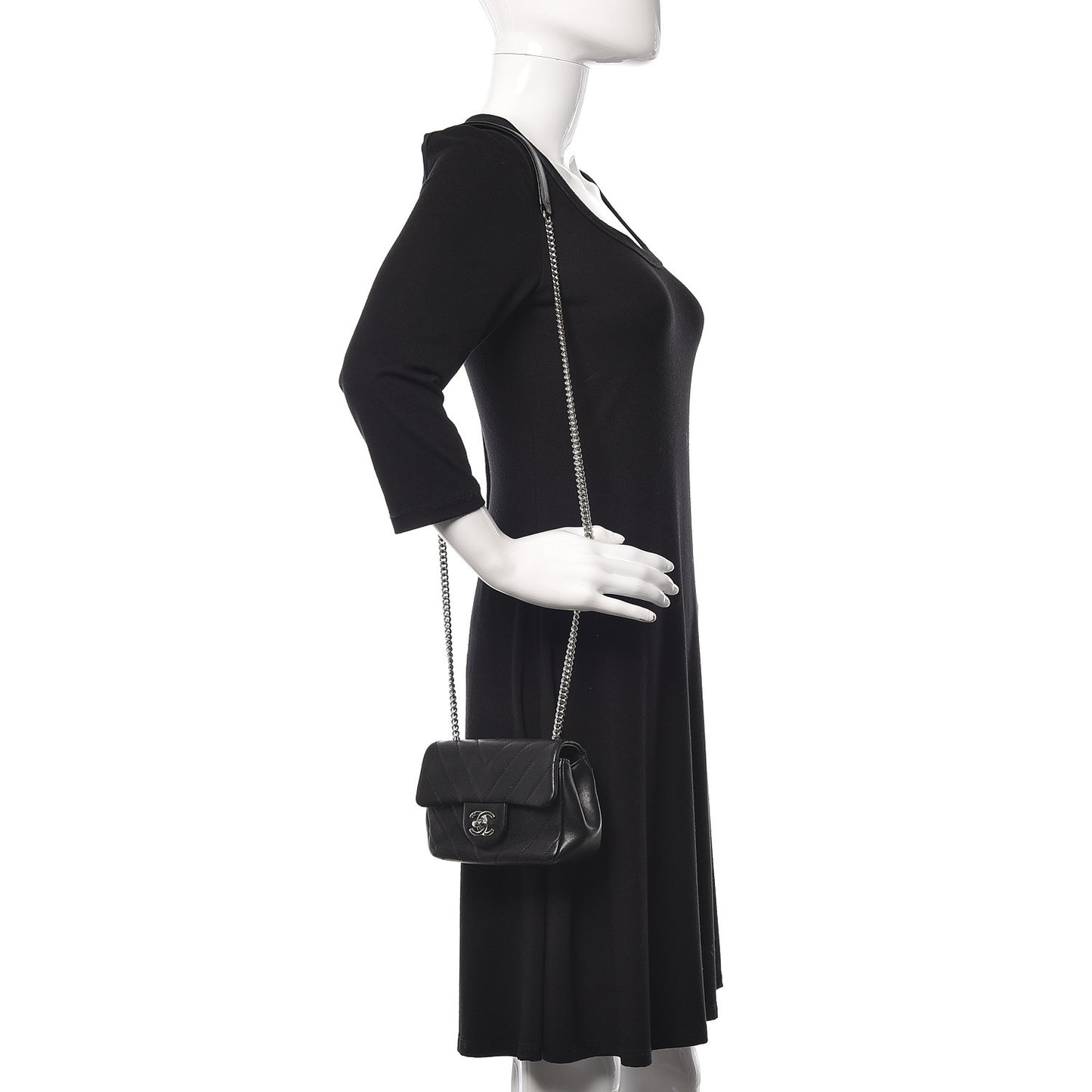Lambskin Chevron Quilted Extra Mini Flap Black