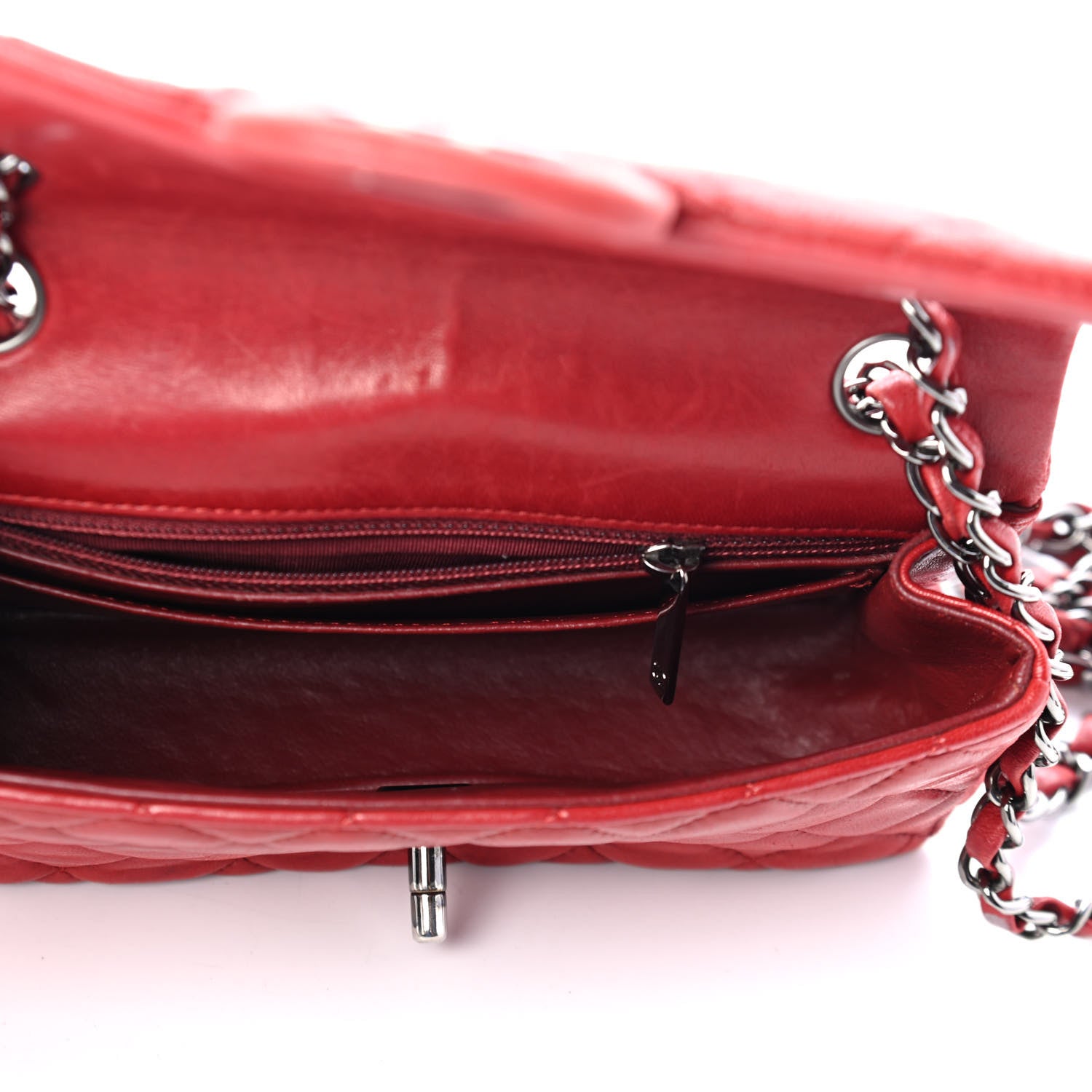Chanel Lambskin Quilted Mini Rectangular Flap Red 4 of 4
