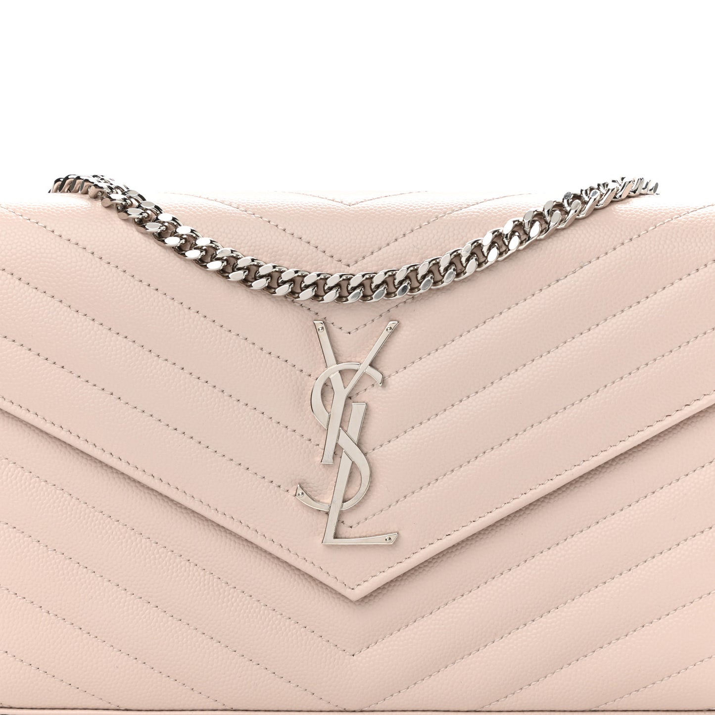 Grain De Poudre Matelasse Chevron Monogram Chain Wallet Pale Pink