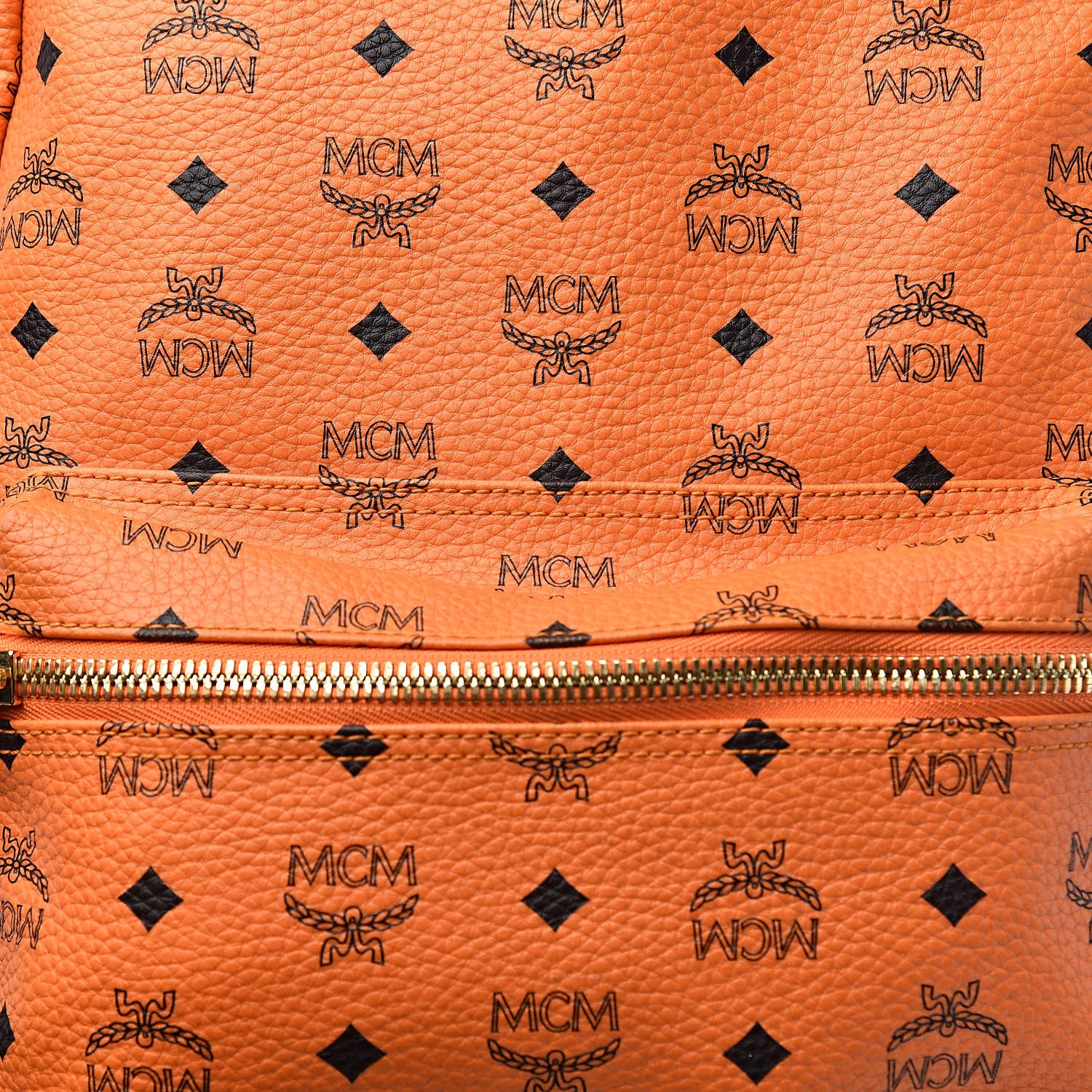 MCM Visetos Side Stud Medium Stark Backpack Orange 9 of 9