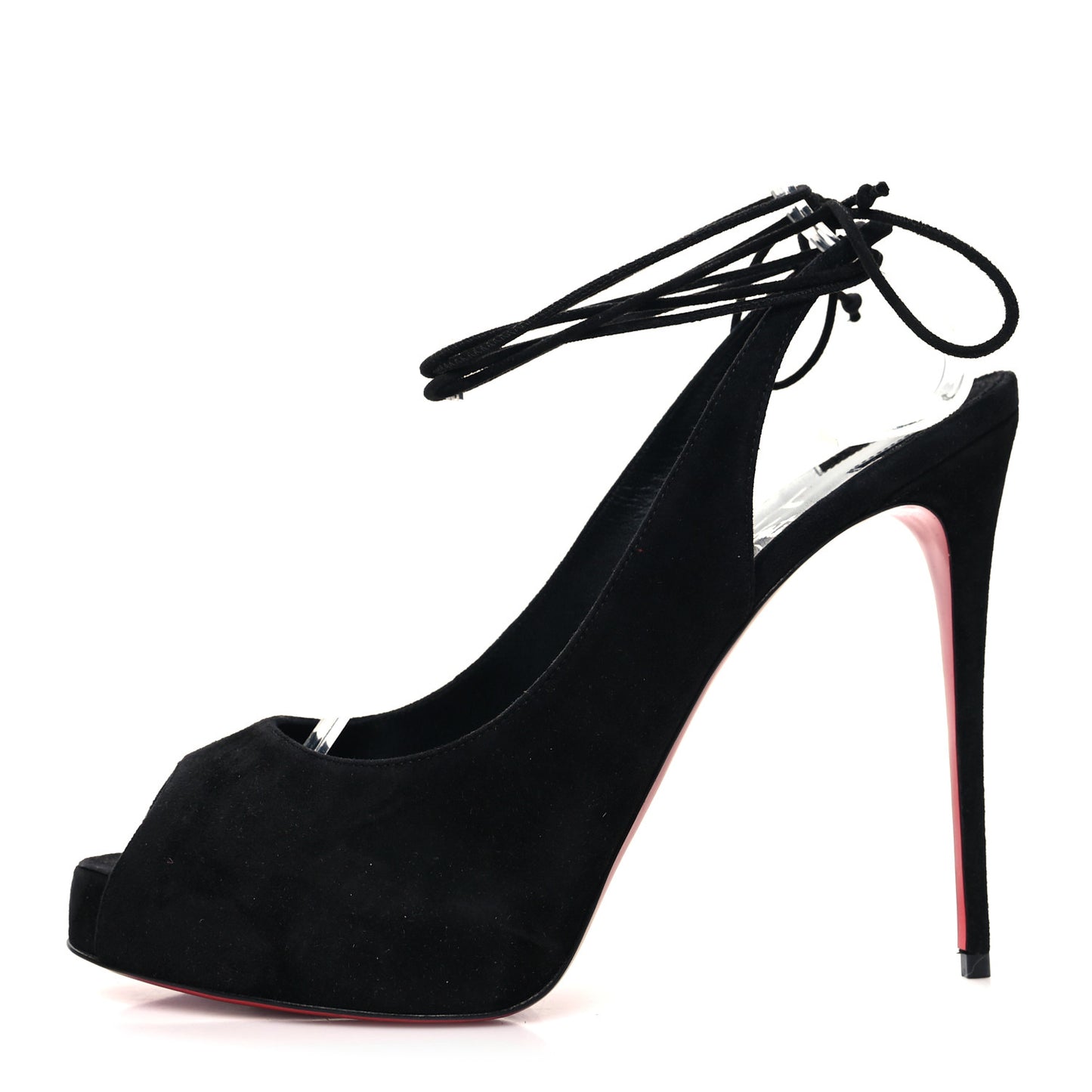 Veau Velours Lace Up NVP 120 Peep Toe Pump 40 Black