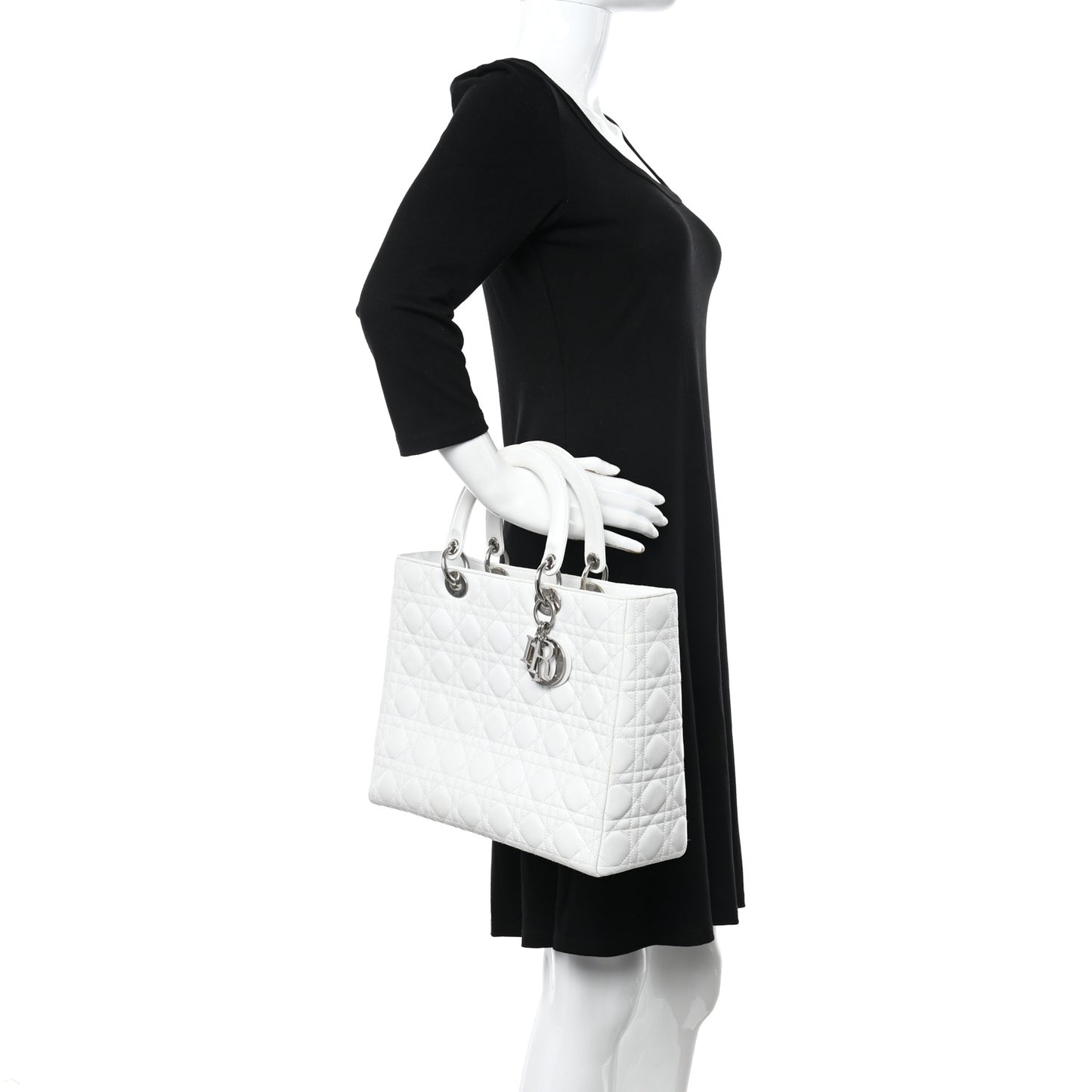 Lambskin Cannage Large Lady Dior White