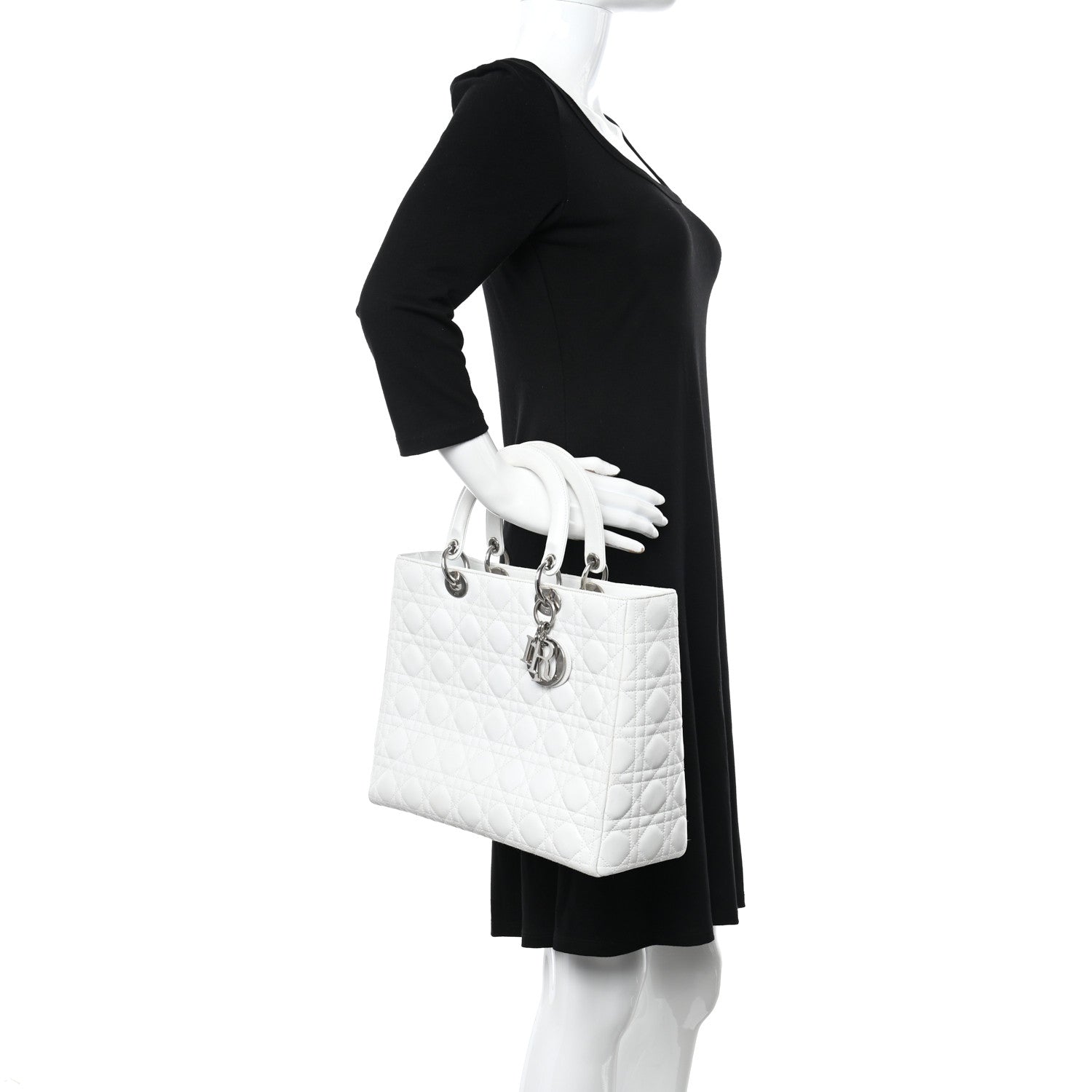 Christian Dior Lambskin Cannage Large Lady Dior White 2 of 14