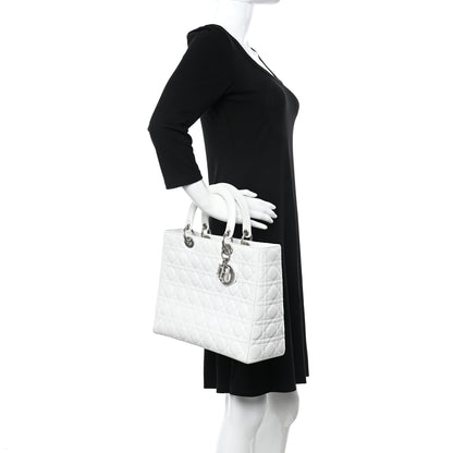 Christian Dior Lambskin Cannage Large Lady Dior White 2 of 14