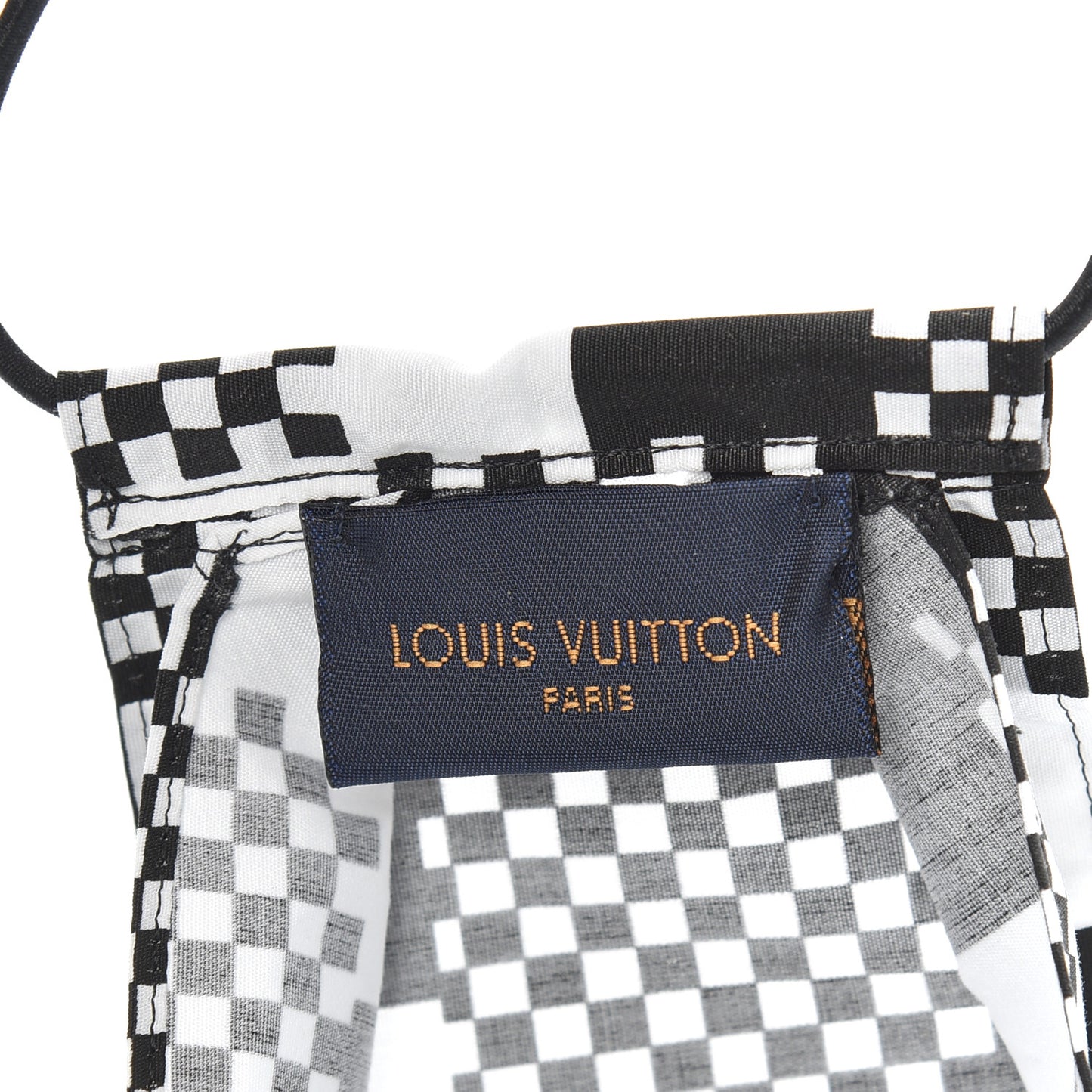 Damier Pattern LV Face Mask Black White