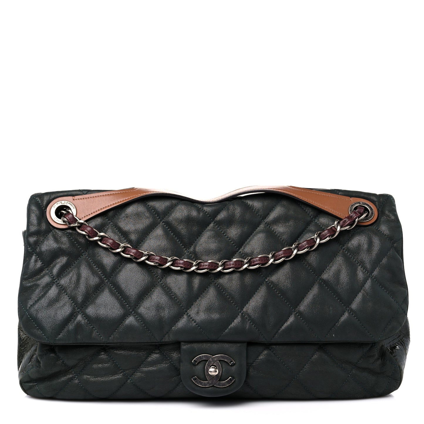 Iridescent Calfskin Jumbo In The Mix Flap Black