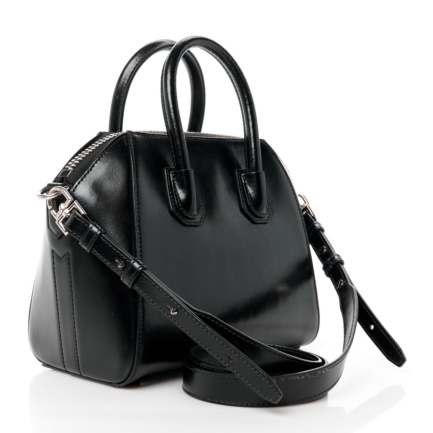 Shiny Lord Calfskin Mini Antigona Black