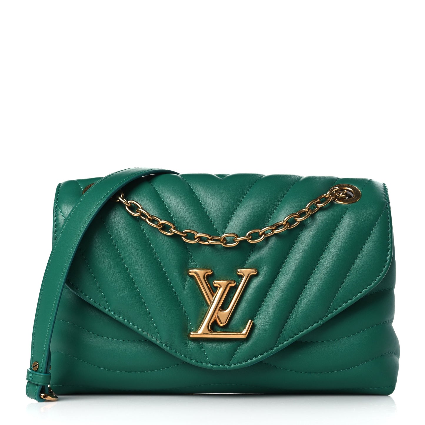 Calfskin New Wave Chain Bag MM NM Emerald