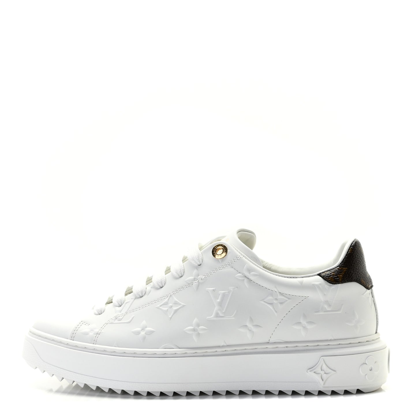 Lambskin Embossed Monogram Time Out Sneakers 40 White