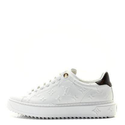 Louis Vuitton Lambskin Embossed Monogram Time Out Sneakers 40 White 1 of 8