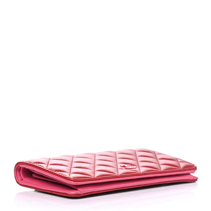 Chanel Lambskin Quilted Yen Wallet Red Pink 3 of 9