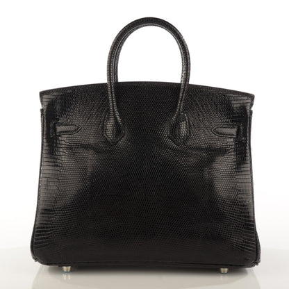 Hermes Shiny Lizard Birkin 25 Black 6 of 22