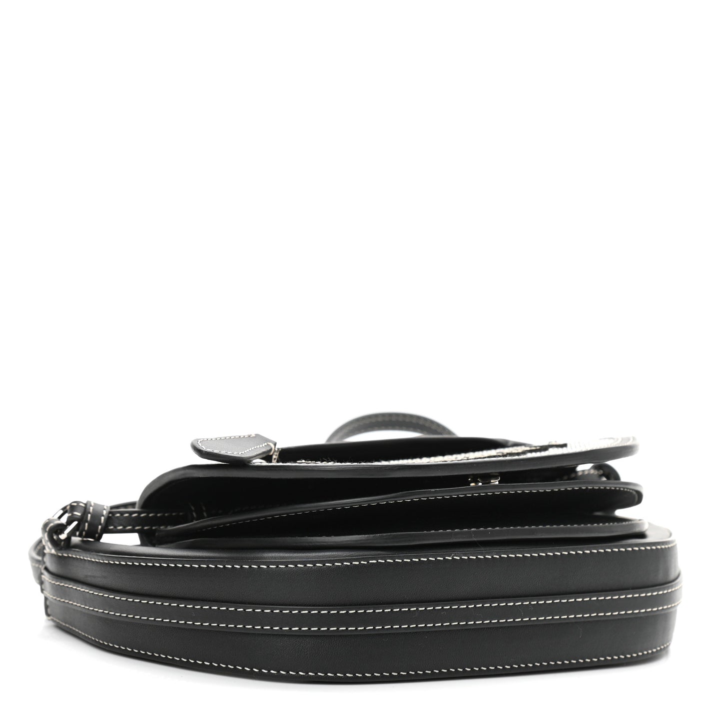 Canvas Horseferry Print Double Olympia Shoulder Bag Black