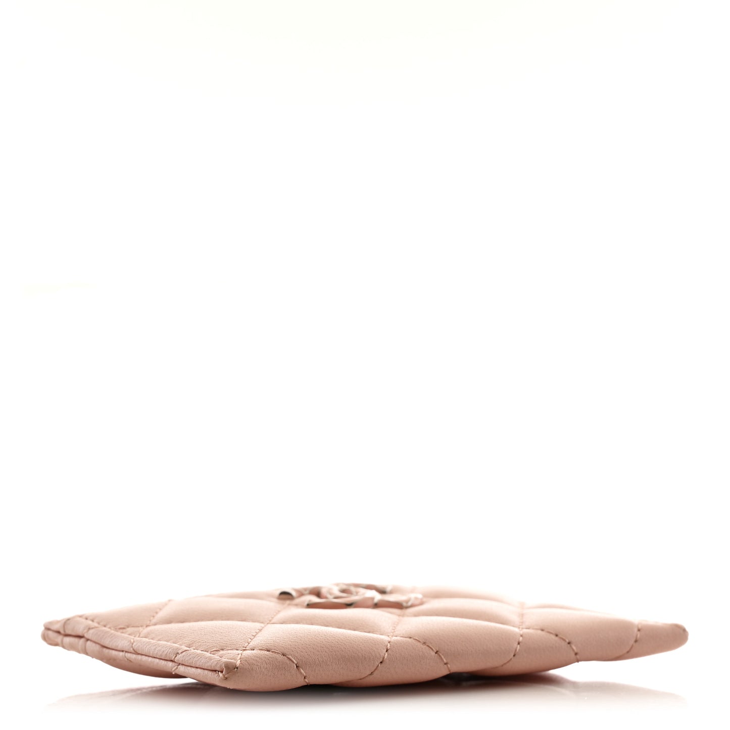 Lambskin Enamel Quilted Card Holder Pink