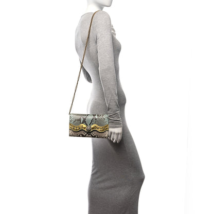 Gucci Snakeskin Animalier Broadway Clutch Blue Beige 2 of 10