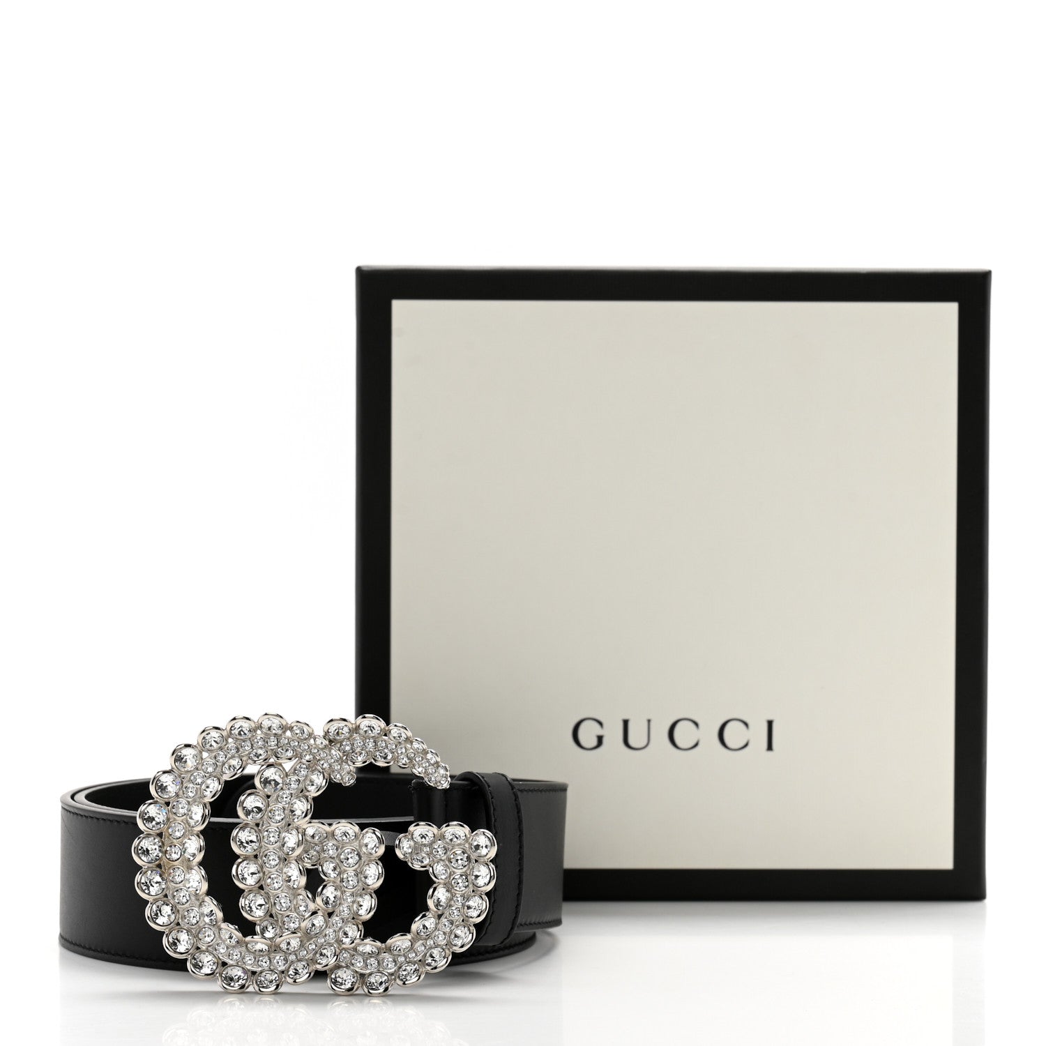 Gucci Calfskin Crystal Double G 40mm Belt 90 36 Black 8 of 8
