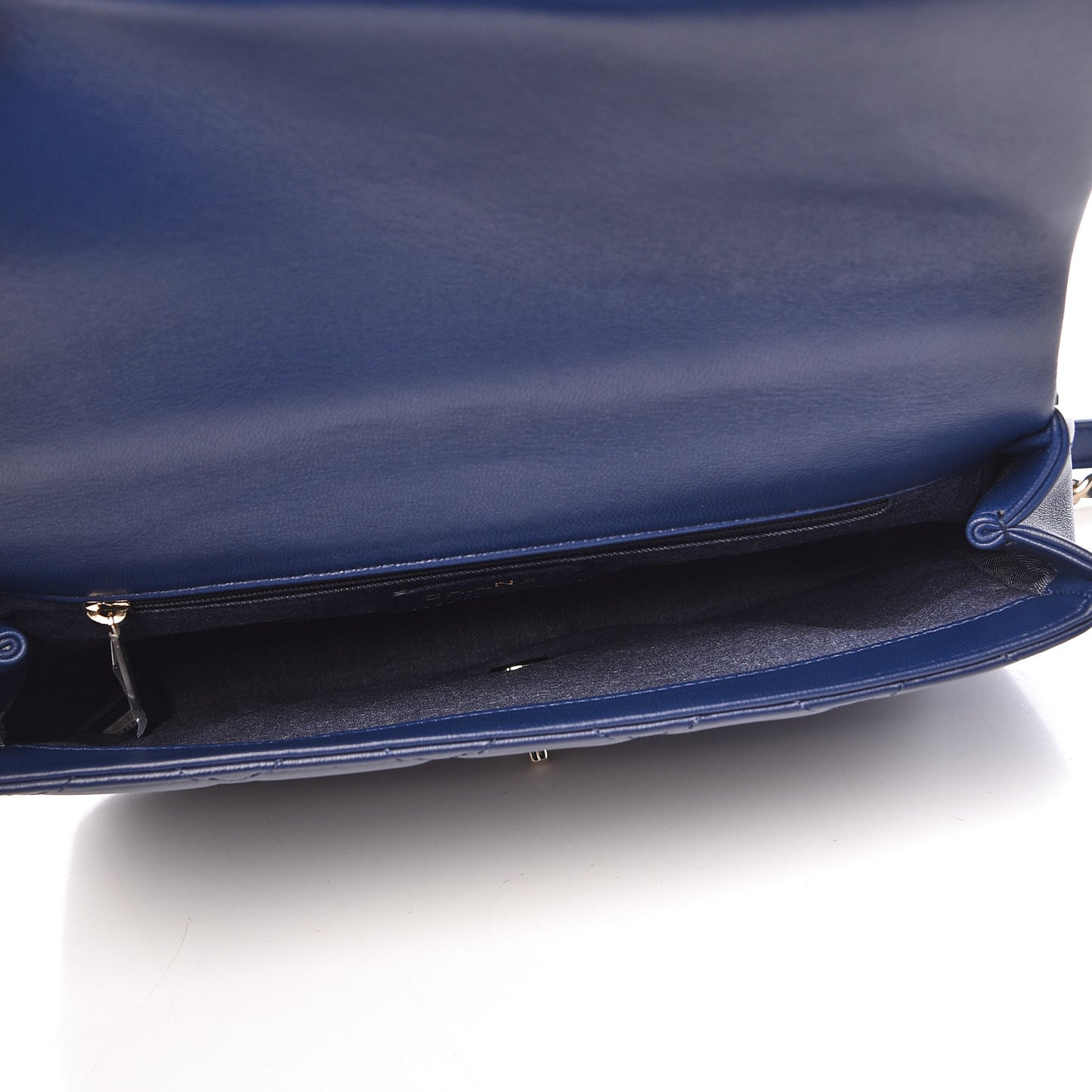 Lambskin Quilted Resin Bi-Color Chain Flap Bag Navy