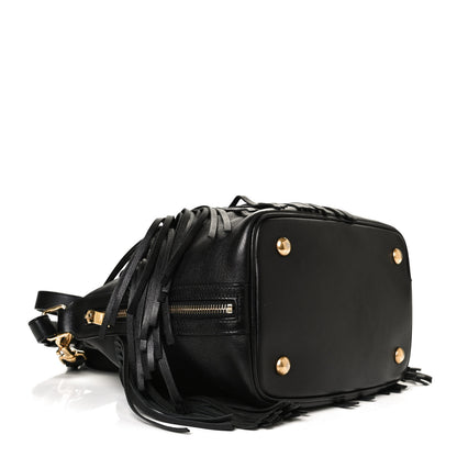 Saint Laurent Calfskin Small Emmanuelle Fringe Bucket Bag Black 4 of 10