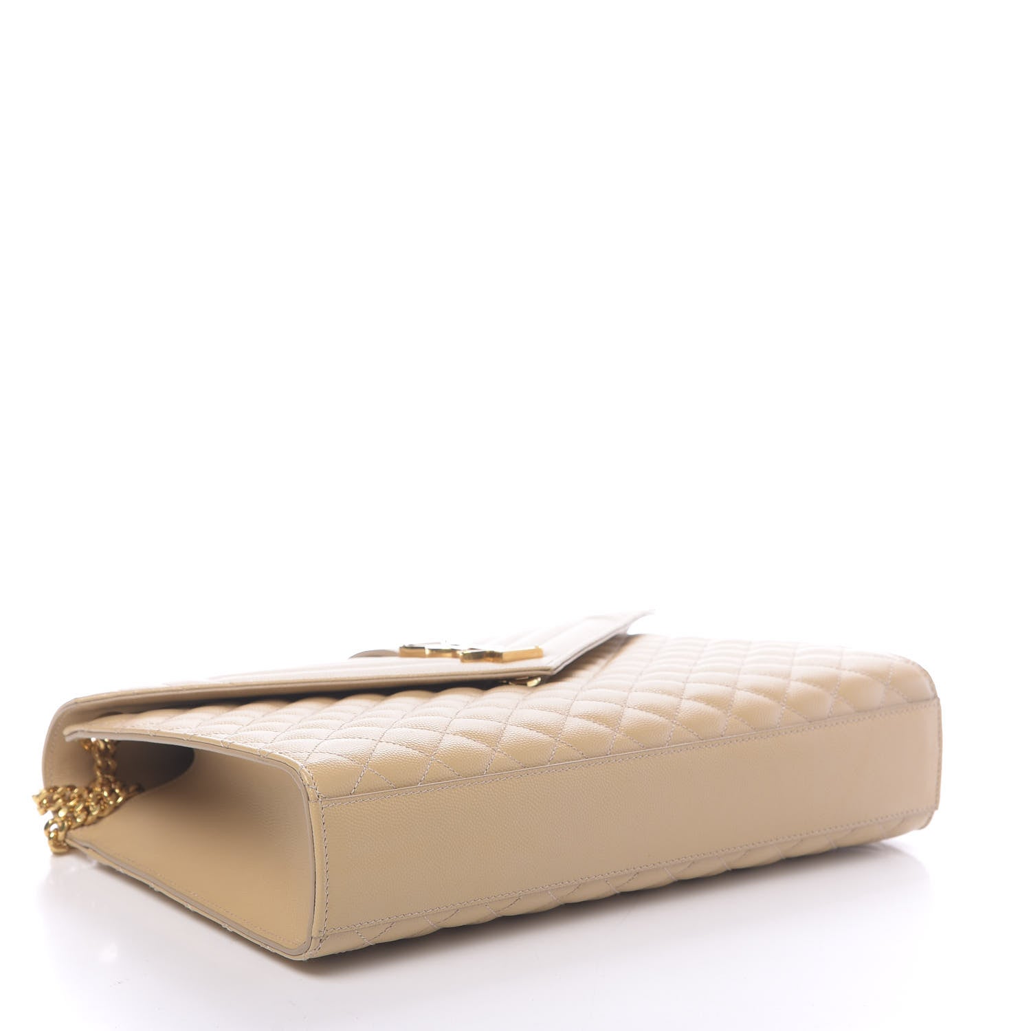 Saint Laurent Grain De Poudre Large Tri-Quilt Monogram Satchel Dark Beige 4 of 9