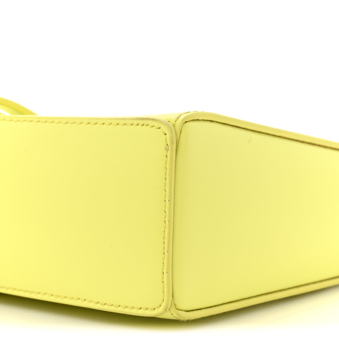 Box Calfskin Mini Cut Out Shoulder Bag Neon Yellow