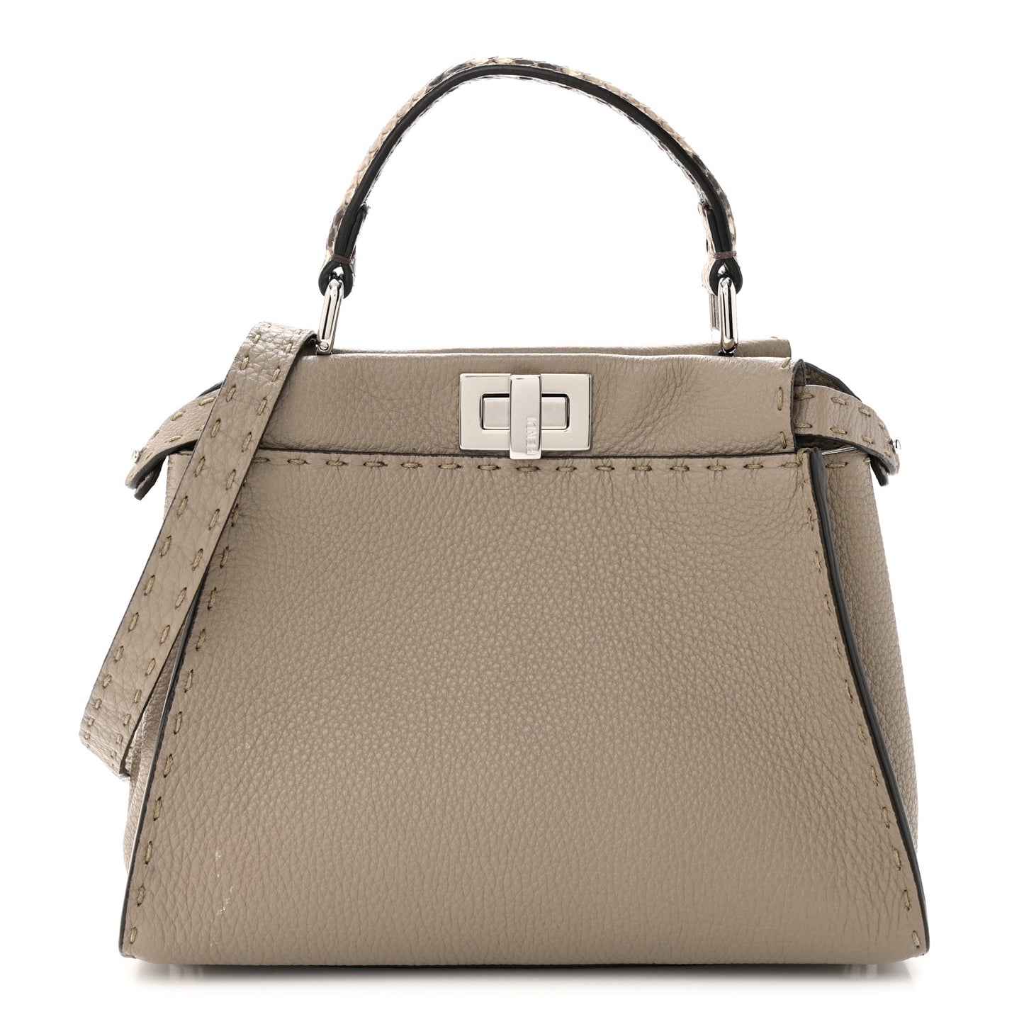 Cuoio Romano Snakeskin Selleria Mini Peekaboo Iconic Satchel Corda White