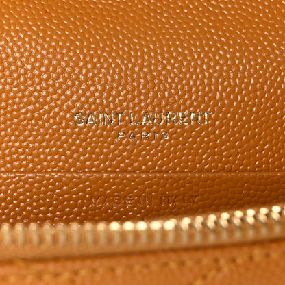 Saint Laurent Grain De Poudre Matelasse Chevron Monogram Envelope Chain Wallet Senape Yellow 6 of 9