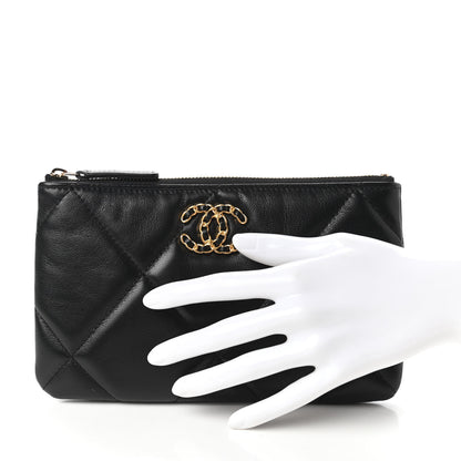 Chanel Goatskin Quilted Small Chanel 19 Pouch Black 2 of 11