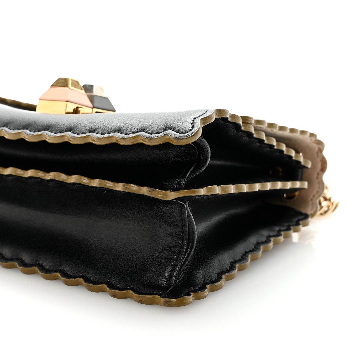 Fendi Vitello Liberty Scalloped Studded Small Kan I Shoulder Bag