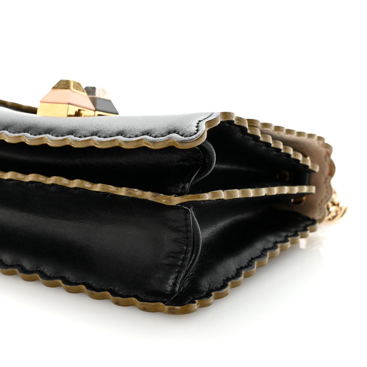 Fendi Vitello Liberty Scalloped Studded Small Kan I Shoulder Bag 
