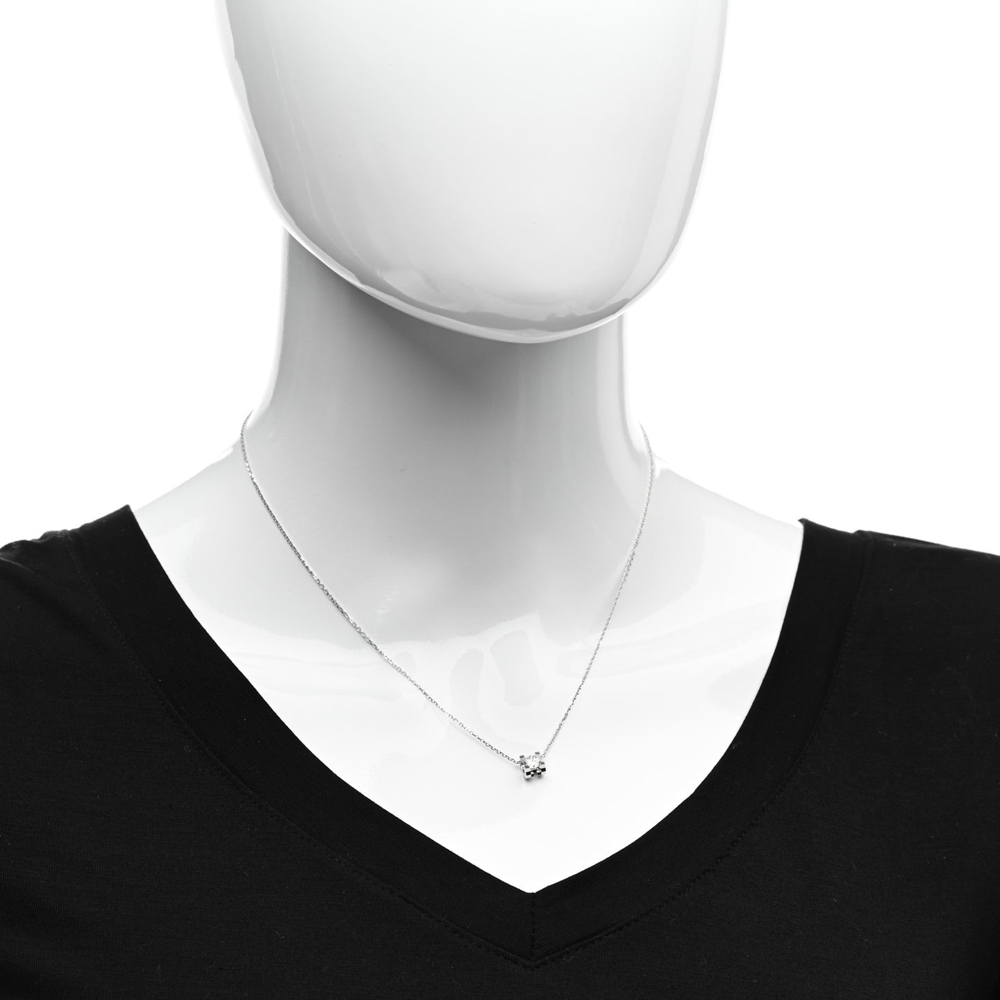 18K White Gold Diamond .52ct C De Cartier Pendant Necklace