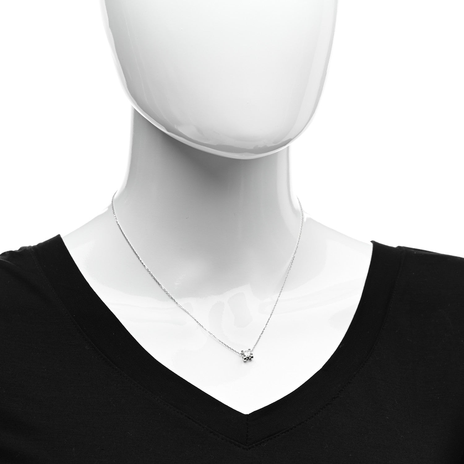 Cartier 18K White Gold Diamond .52ct C De Cartier Pendant Necklace 2 of 4
