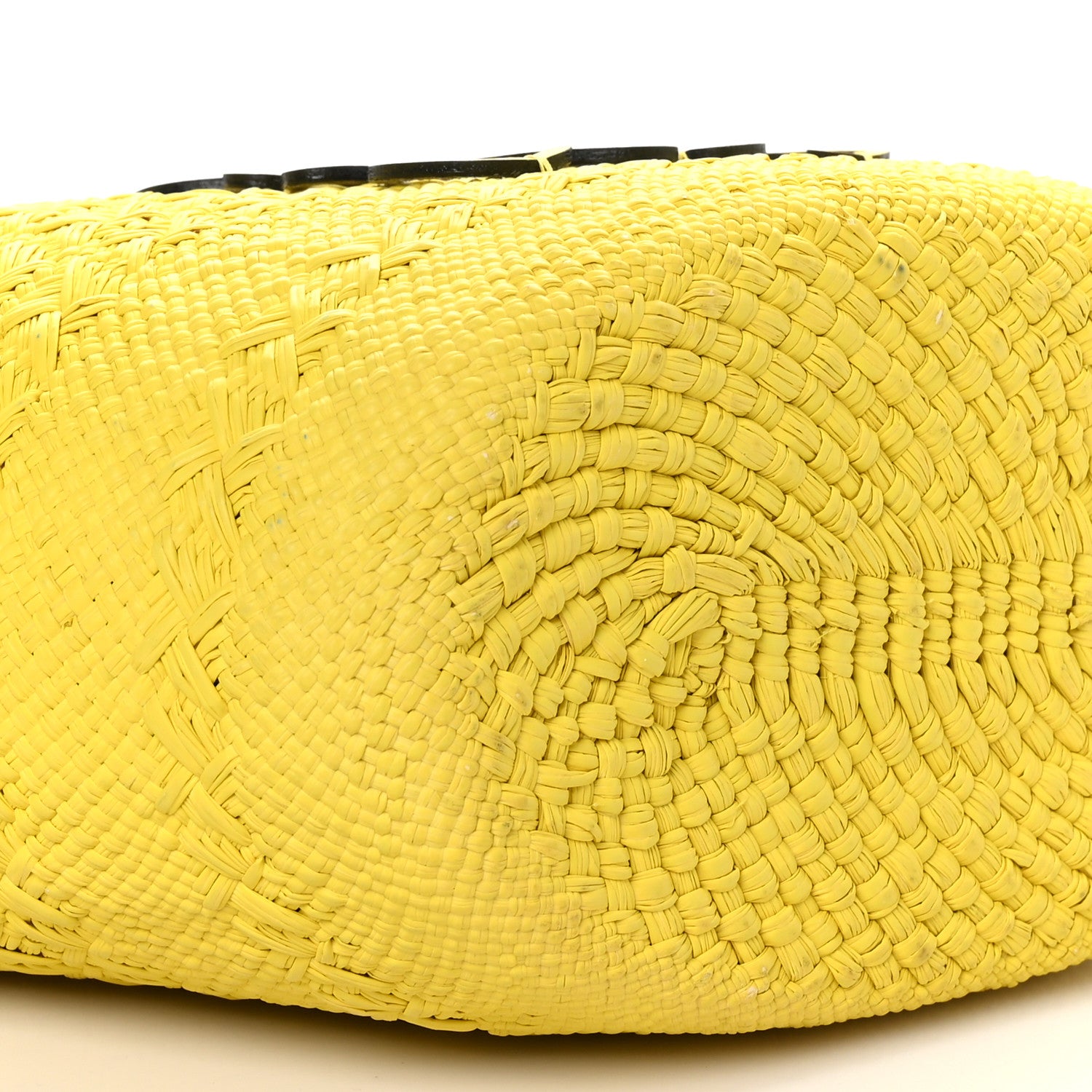 Loewe Calfskin Raffia Paulas Ibiza Medium Anagram Basket Tote Bag Natural Lemon 7 of 8