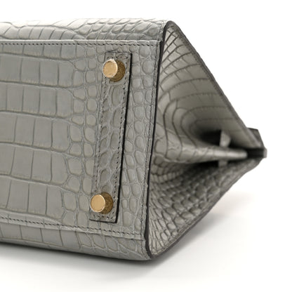 Hermes Matte Alligator Birkin Sellier 25 Gris Ciment 10 of 14