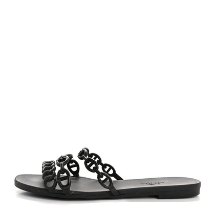 Hermes Rubber Chaine d'Ancre Rivage Sandals 36 Black 1 of 11