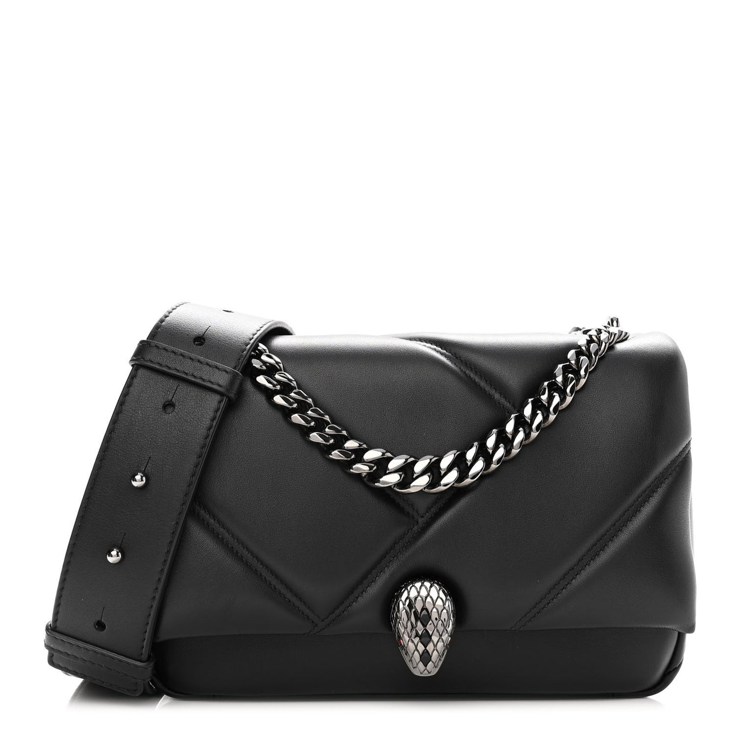Calfskin Matelasse Serpenti Cabochon Crossbody Bag Black