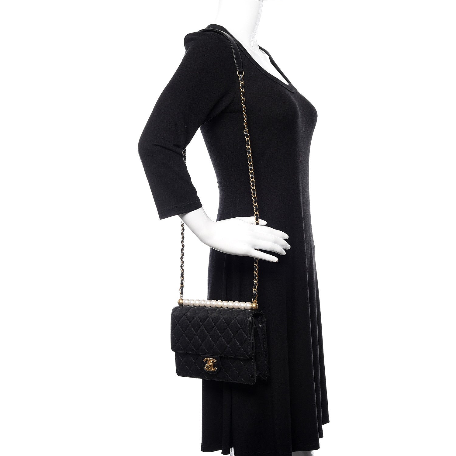 Chanel Lambskin Quilted Small Chic Pearls Flap Black 2 of 12