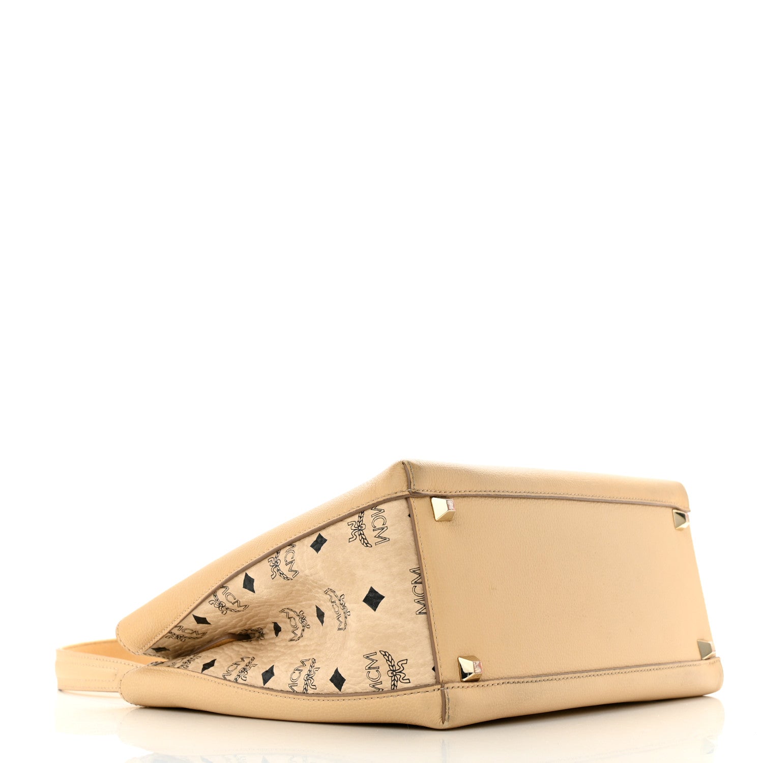 MCM Grained Calfskin Visetos Medium Sarah Hobo Latte Beige 4 of 13