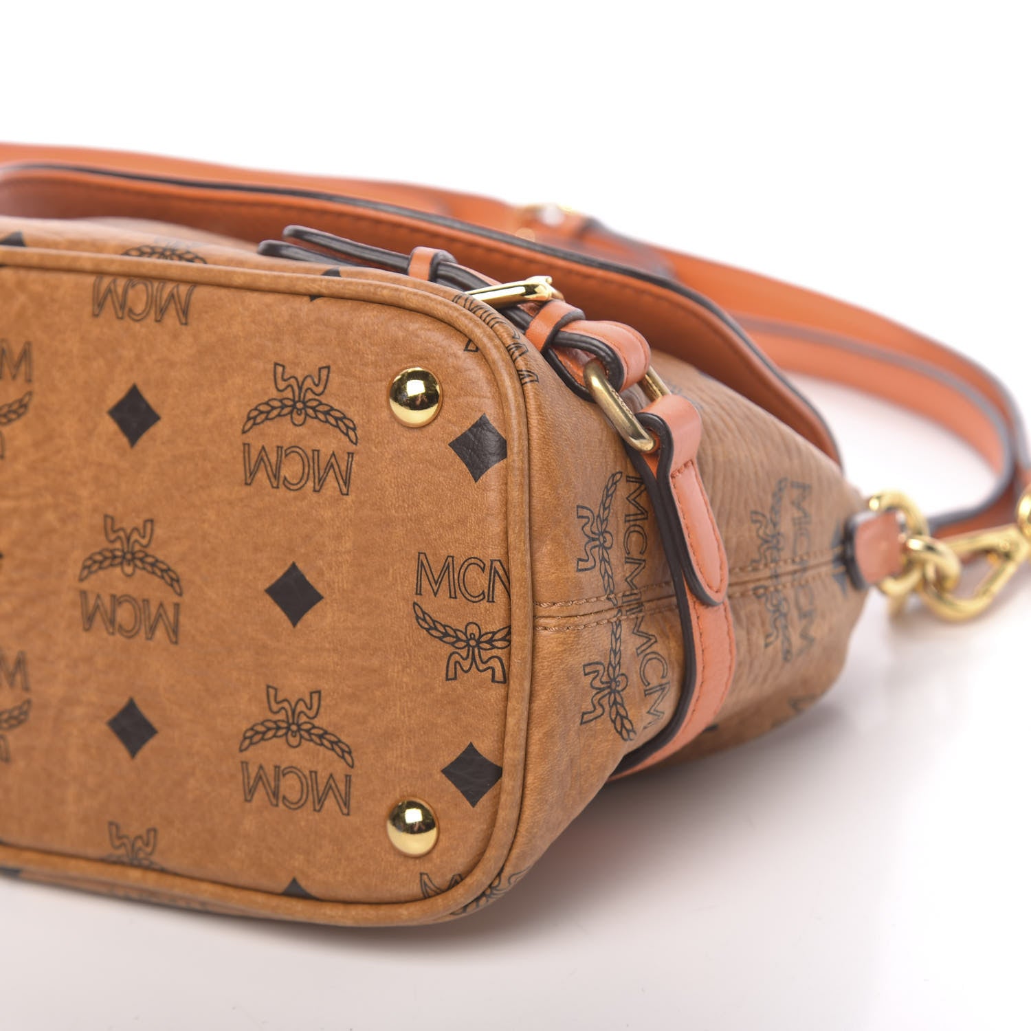 MCM Visetos Crossbody Flap Messenger Cognac Orange 11 of 12