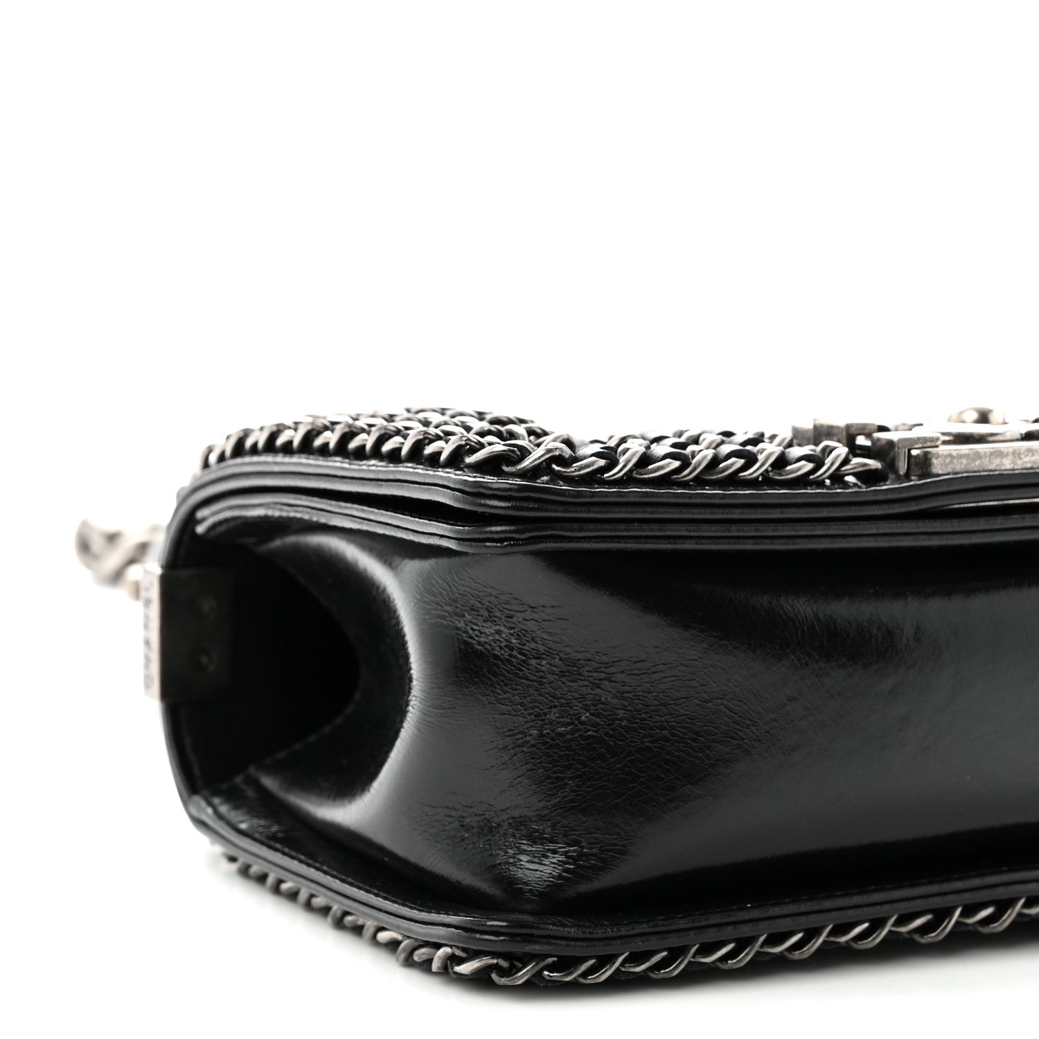 Chanel Glazed Calfskin Quilted Small Boy Chained Flap Black 9 of 11