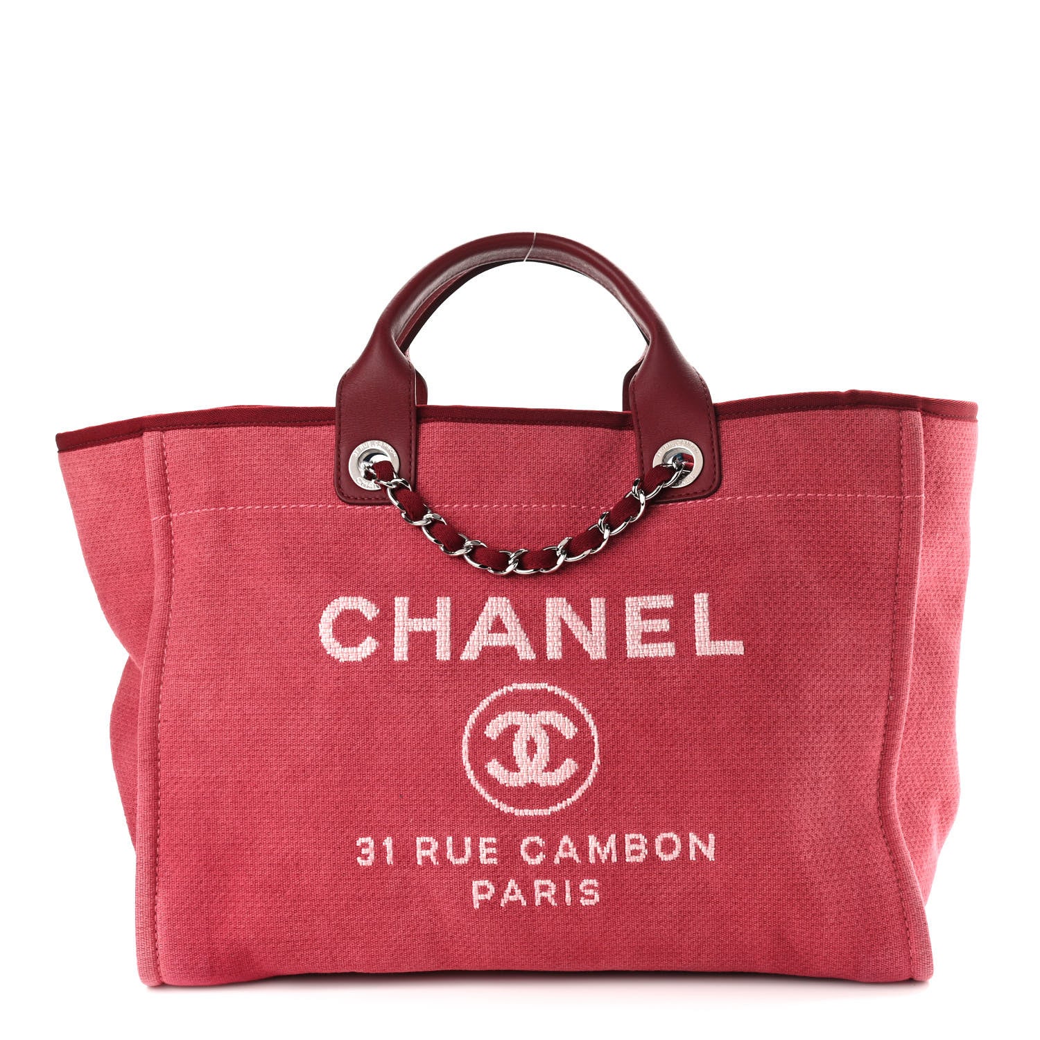 Chanel Canvas Medium Deauville Tote Red 1 of 10