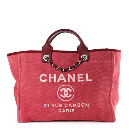 Chanel Canvas Medium Deauville Tote Red 1 of 10