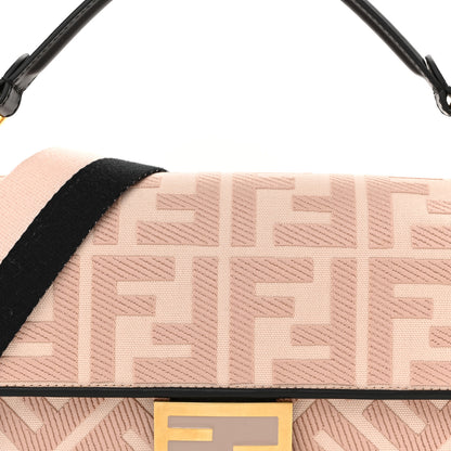 Fendi Canvas Vitello King FF Embroidered Baguette Rosa Quarzo Black 8 of 10