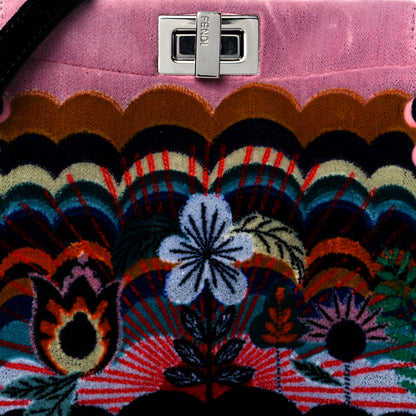 Fendi Velvet Embroidered Mini Peekaboo Iconic Satchel Black Multicolor 8 of 10