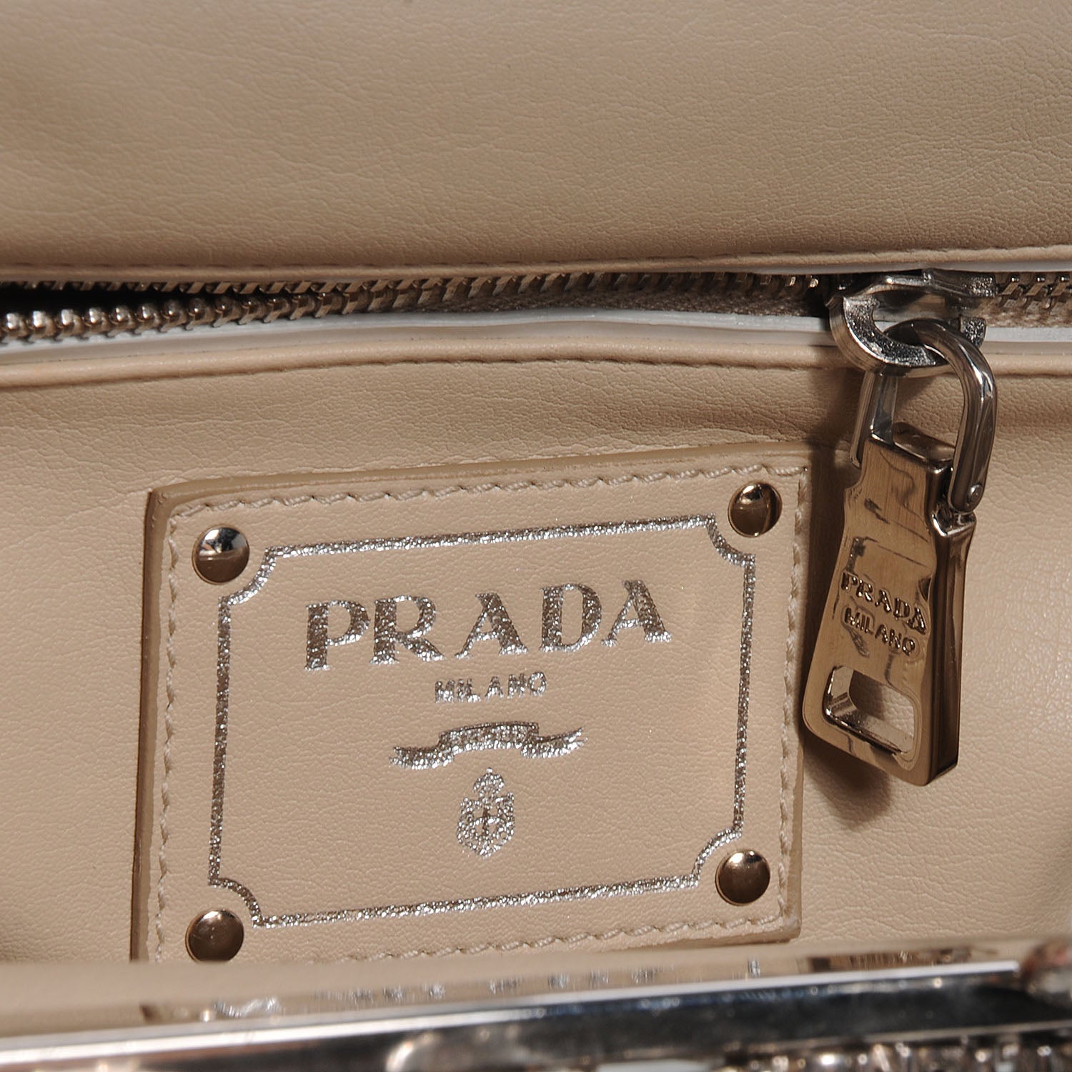 Prada Spazzolato Crystal Encrusted Clutch White 7 of 7