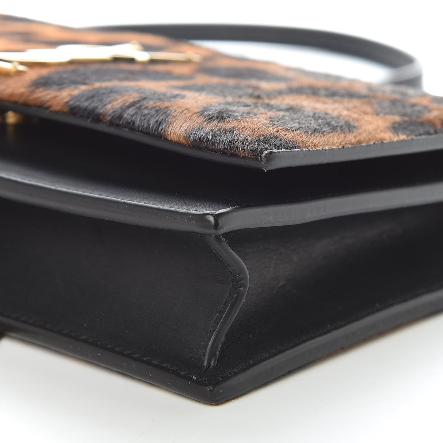 Pony Hair Leopard Print Classic Monogram Kate Tassel Chain Wallet Black